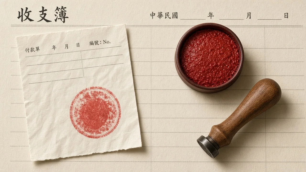 牙色账本纸上摊着起皱的完付条和朱红印泥
